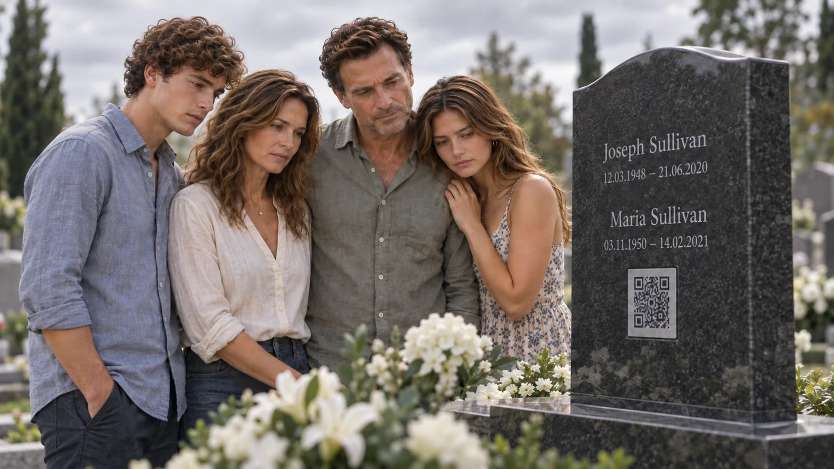 Family remembering someone together