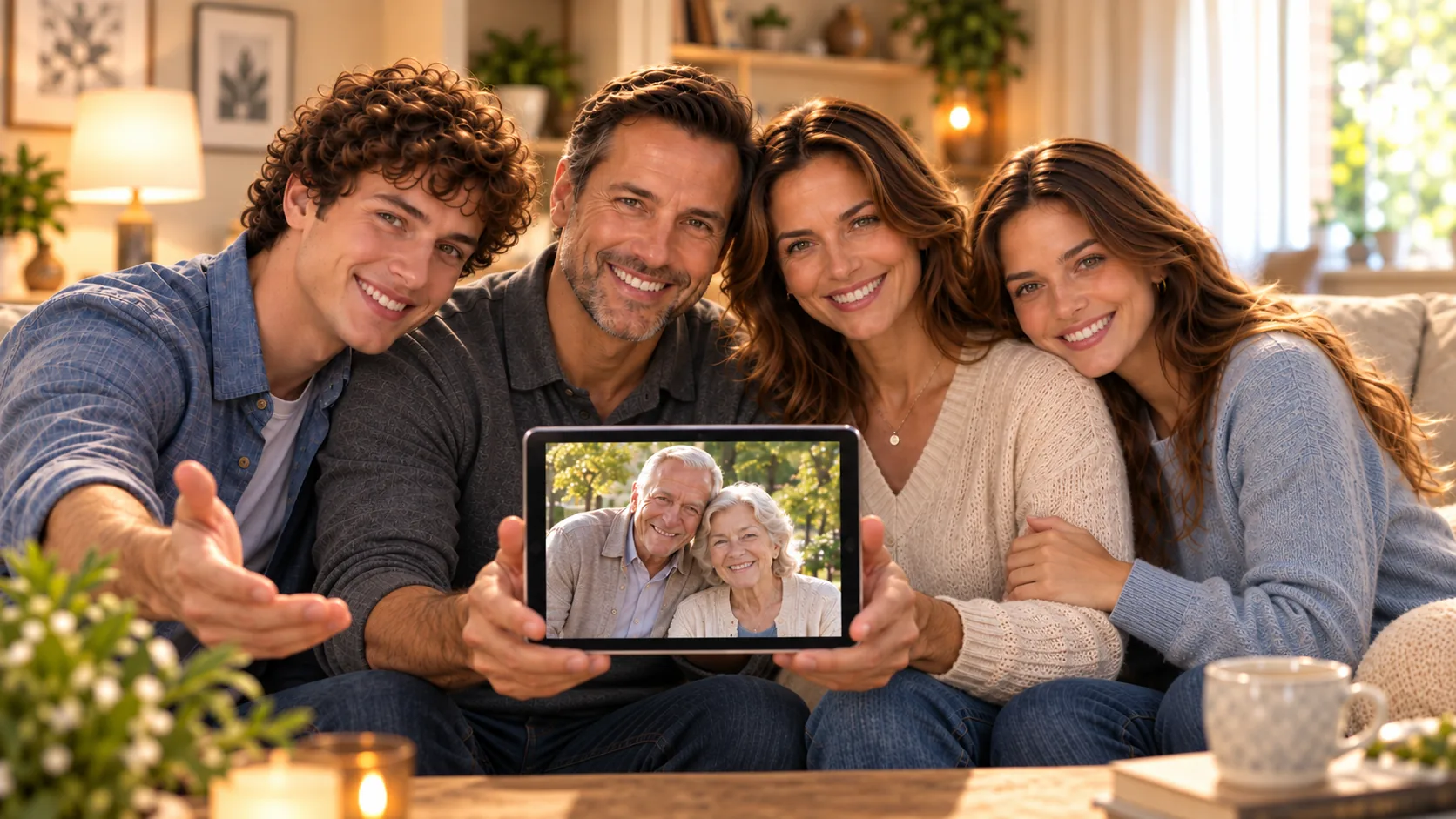 Family sharing memories together